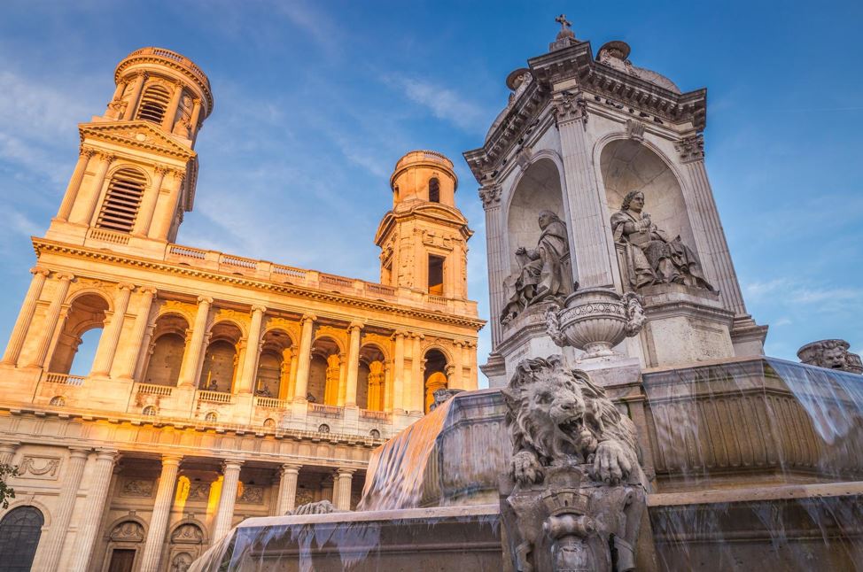 Church Of Saint-Sulpice And Fountain At Sunset Paris