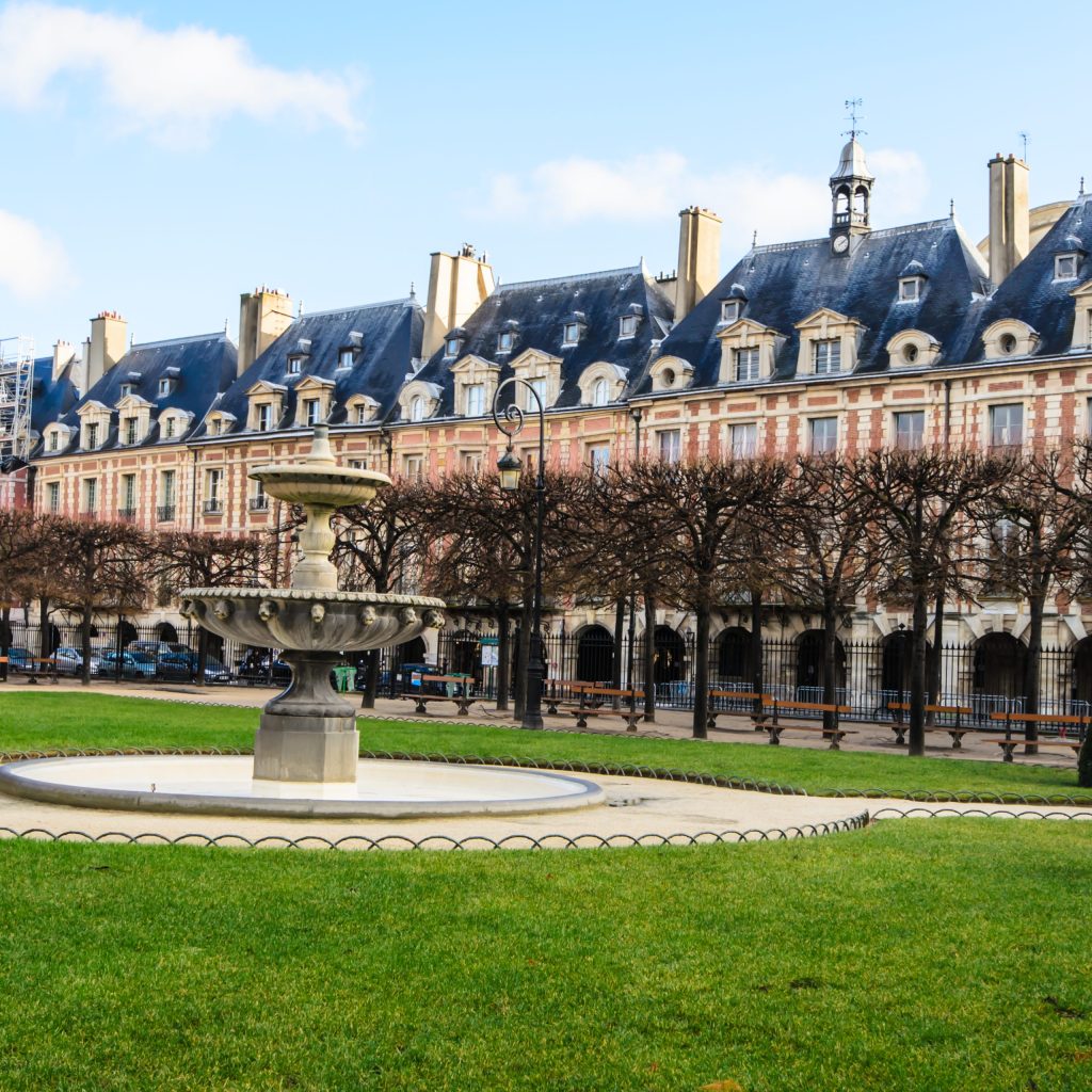 The Place des Vosges in Paris France